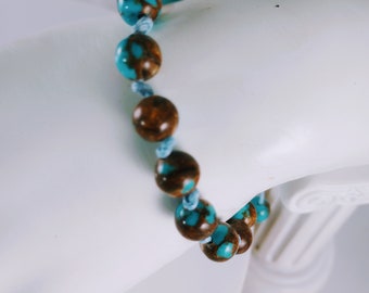 Bronzite Turquoise Hand Knotted Gemstone Bracelet | Gemstone Jewelry |