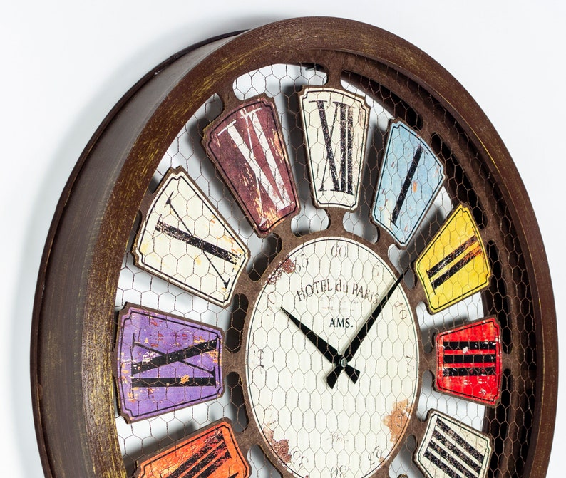 70 Cm 27.5 Large Wall Clock Rustic Wall Clock Rustic Etsy