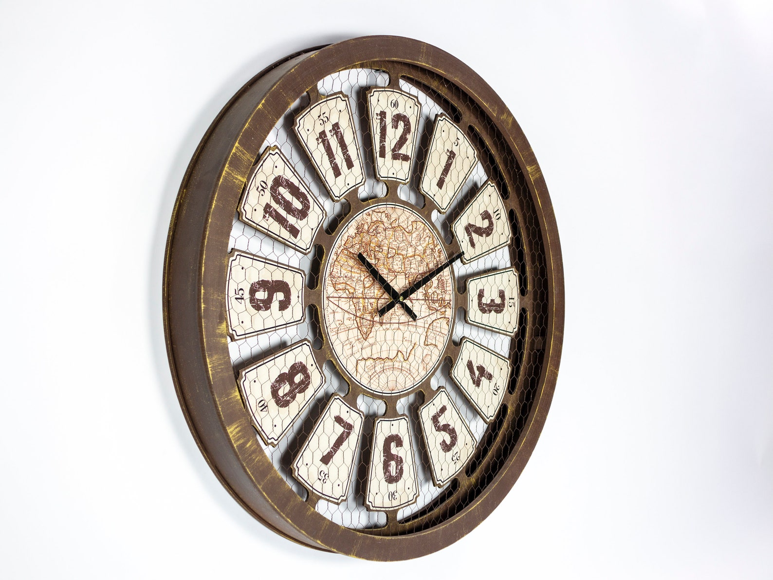 70 Cm 27.5 Large Wall Clock Rustic Wall Clock Rustic Etsy