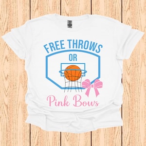 GENDER REVEAL SHIRT free throws or pink bows | baby gender reveal shirts