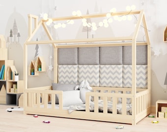 house bed, cot, cot wooden, bed, children's room, cot pine wood, cot with proof protection