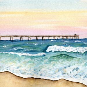 Instant Watercolor Print Download, Florida Sunset, beach sunset