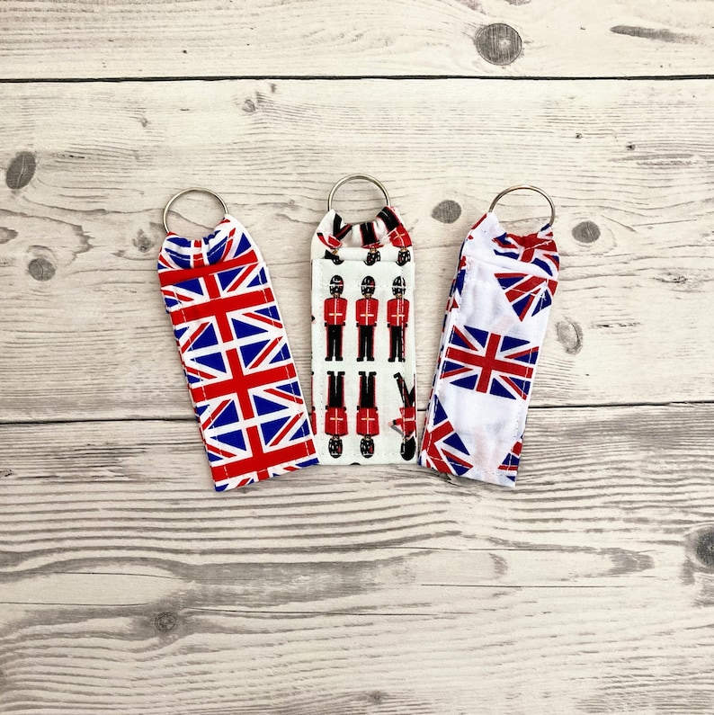 Great Britain, Union Jack Themed Lip Balm Keyring, Long Keychain