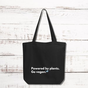 Powered by plants tote bag sustainable tote farmers market bag eco conscious bag reusable shopping bag sustainable shopping bag organic tote
