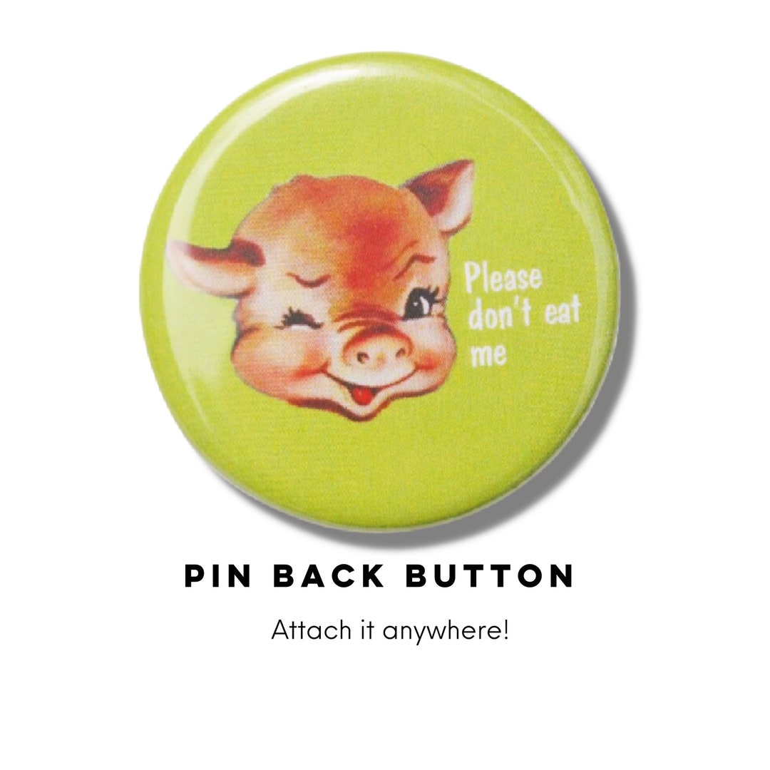 Go Vegan Button Vegan Pin Back Meat is Murder Badge Animal Lover Button ...