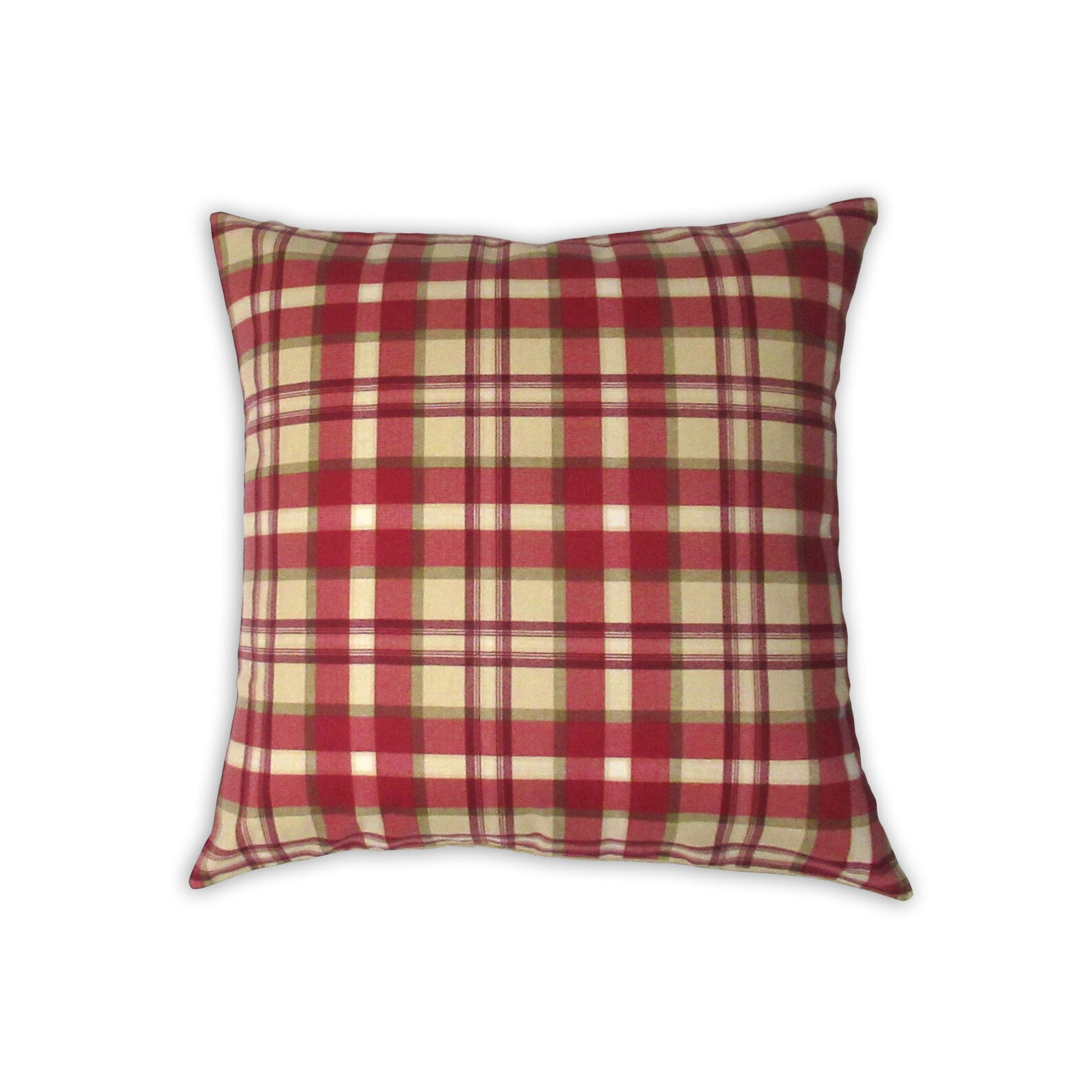 Cranberry and Beige Plaid Pillow Cover Decorative Throw Pillow Plaid