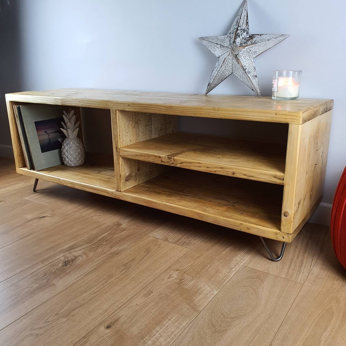 TV Stand Record Player Stand Rustic TV Unit Reclaimed Media Etsy