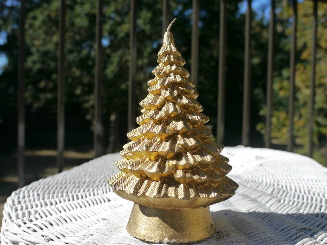 Large Golden Christmas Treeshaped Candles/christmas Etsy