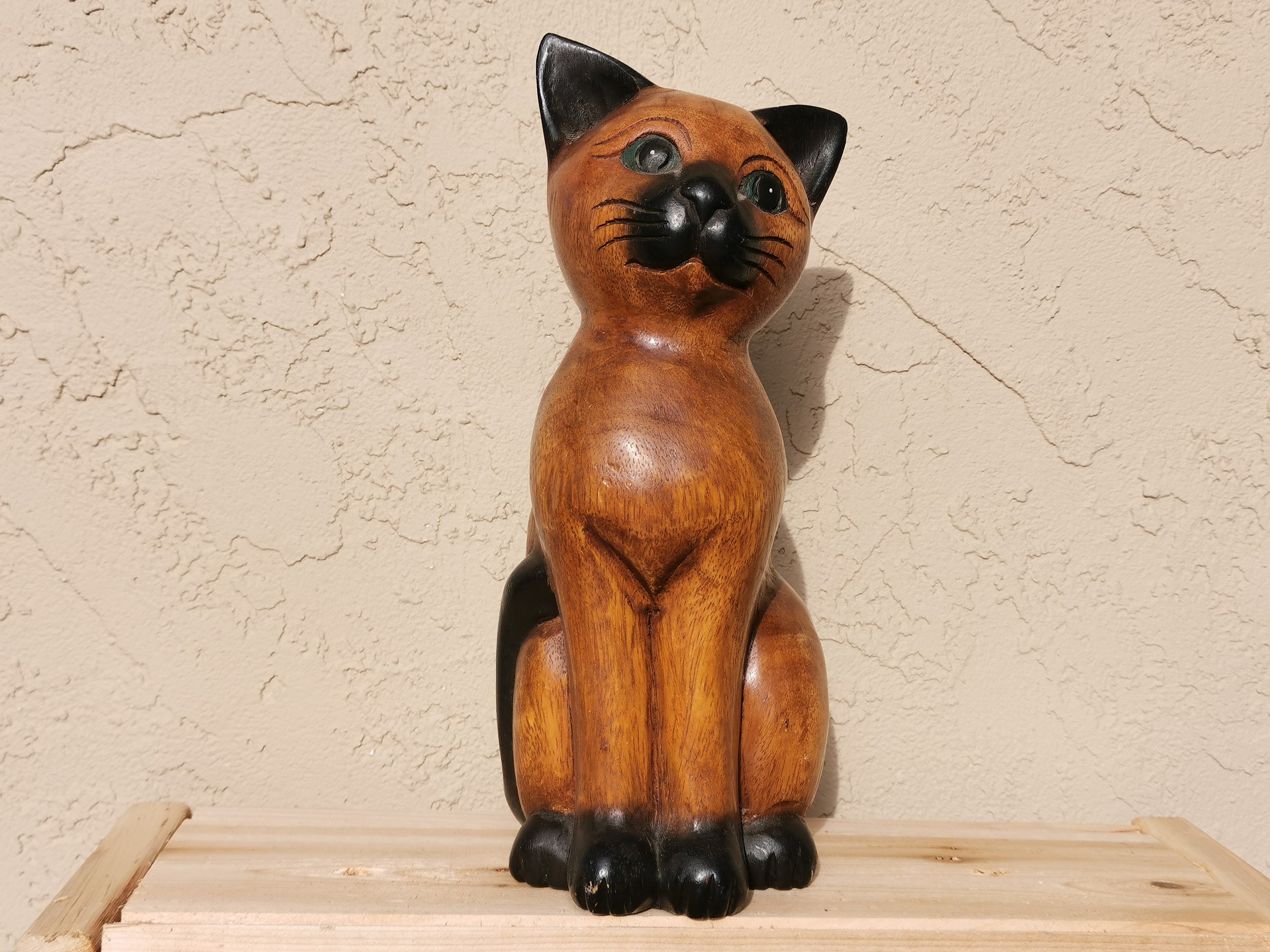 Large wooden cat figurines/wooden cat figures/wooden Etsy