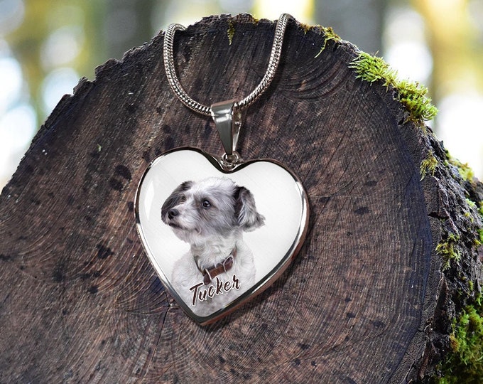 Dog Picture Necklace, Pet Photo Necklace, Custom Pet Necklace, Dog Heart Necklace Personalized Dog Necklace Pet Memorial Gift Pet Lover Gift