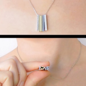 Collar con barra de letras, collar con nombre de pareja, joyería personalizada para novia, regalo personalizado para el día de San Valentín para ella, colgante con dije de barra con inicial