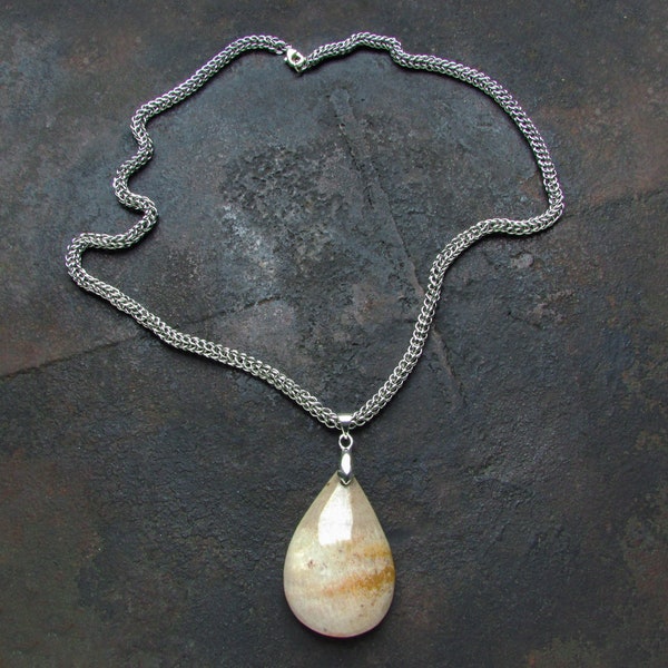 Maliënkolder ketting voor vrouwen, roestvrij stalen ketting ketting, volledige Perzische ketting ketting, ketting ketting met fossiele hanger, klaar om te verzenden