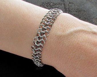 Chainmaile jewelry, Stainless steel bracelet, Chainmail bracelet, European weave bracelet, Stainless steel chain bracelet, Unisex bracelet