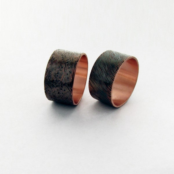 Pure Copper ring, Wide Copper band, Hammered ring, Ring for men, Ring for women, Boho and hippie ring, Patinated band, Healthy copper ring