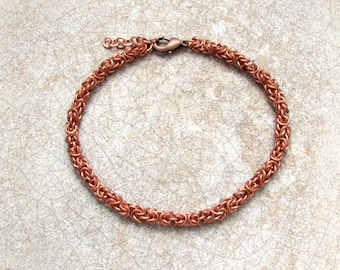 Chainmail armband, Byzantijnse koperen armband, echte koperen armband, vrouwen koperen ketting armband, mannen ketting armband, Unisex armband