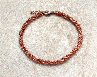 Chainmail bracelet, Byzantine copper bracelet, Genuine copper bracelet, Women copper chain bracelet, Men chain bracelet, Unisex bracelet