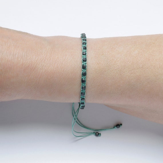 Green String Bracelet for Women Braided Beads Bracelet Etsy