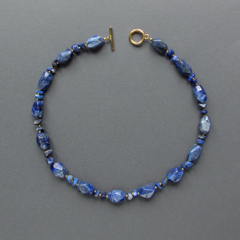 Blue gemstone necklace Mothers day gift Necklace of Lapis lazuli nuggets Lapis lazuli nuggets necklace Lapis lazuli necklace for women