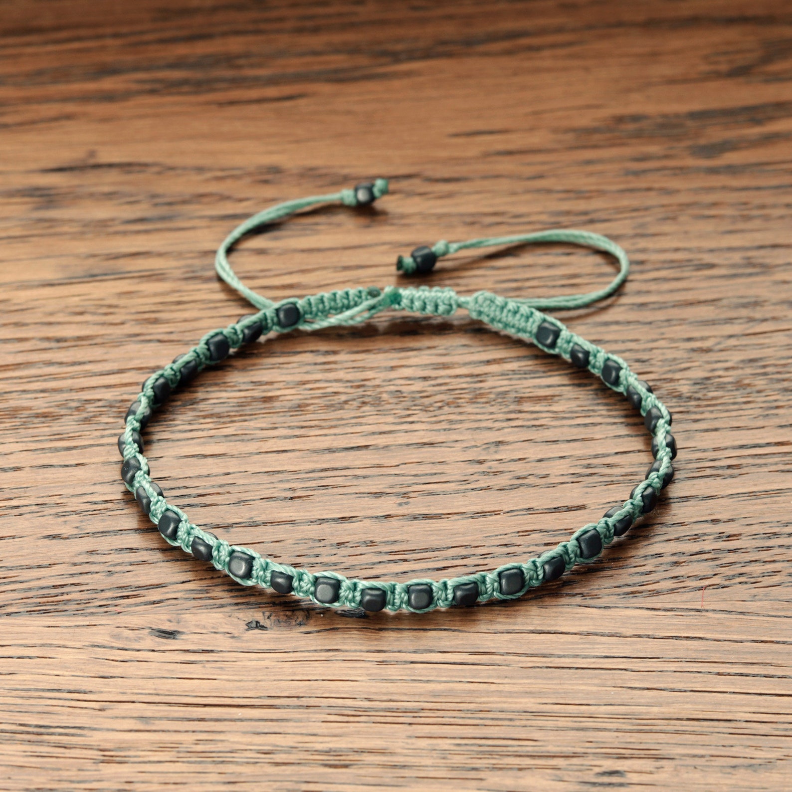 Green String Bracelet for Women Braided Beads Bracelet Etsy