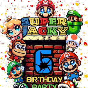Faire-part d'anniversaire SUPER MARIO, faire-part d'anniversaire modifiable Super Mario