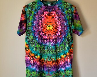 Hand-dyed Kaleidoscope Tee, Authentic Tie-dye, Unisex Size S