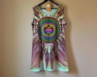 Hand-dyed Mandala Dress, Authentic Tie-dye, XL
