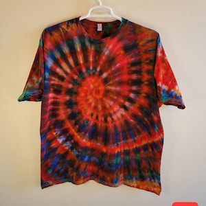 2XL Tie Dye Shirt Handmade Ice Dye Spiral