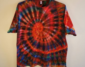 2XL Tie Dye Shirt Handmade Ice Dye Spiral