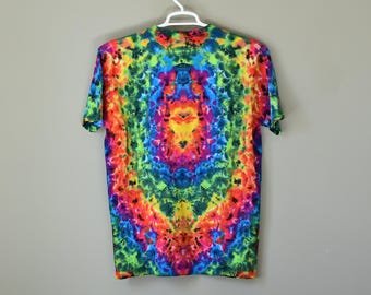 Hand Dyed Rainbow Kaleidoscope Shirt; Made To Order in Small, Medium, Large, XL, 2X, or 3X