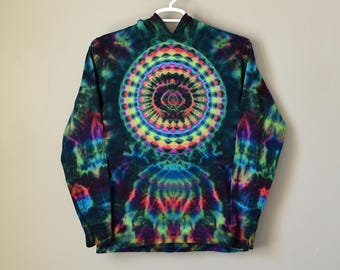 Hand-dyed Mandala Shirt, Authentic Tie Dye, Unisex Size Small