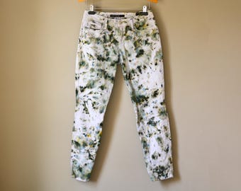 Handmade Ice Dye Jeans: Upcycled Joe's Jeans, Size 26