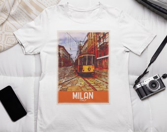 Milan Italy Shirt, Travel Milan Italy Shirt, Milano Italia Vintage Graphic Shirt, Travel Europe Shirt, Travel Accessories, Gift For Traveler