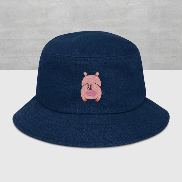 Pig Embroidered Bucket Hat, Pig Butt Embroidery Bucket Hat, Piglet Hat, Piggy Hat, Funny Hat, Meme Hat, Trendy Hat, Funny Pig Bucket Hat