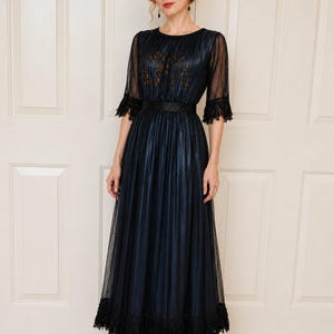 blue dress with black trim Victoria's Secret Blueberry And Black Lace Trim Slip Dress Bomb Bayb Co