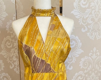 Sexy , Groovy Gold 70s vintage evening dress