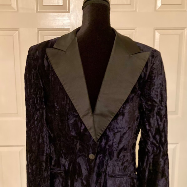 Vintage 70’s Bluish Black Crushed Velvet Dinner Jacket - Etsy