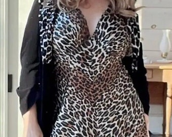 Sexy Vanity fair leopard print jumpsuit and matching robe