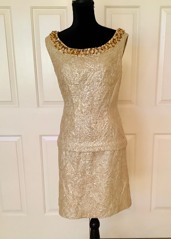 Groovy vintage 60 s metallic mini dress - image 1