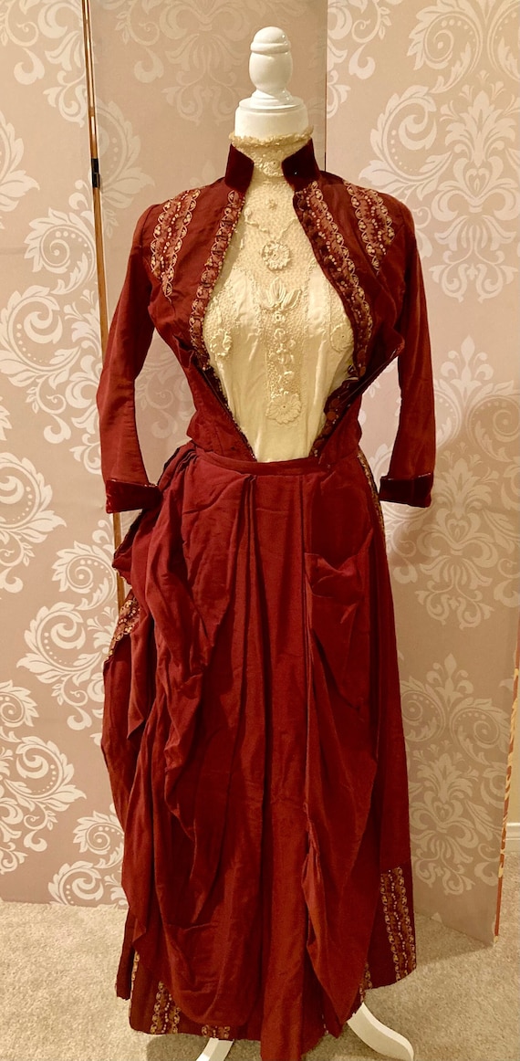 Incredible antique 1880s bustle day dress