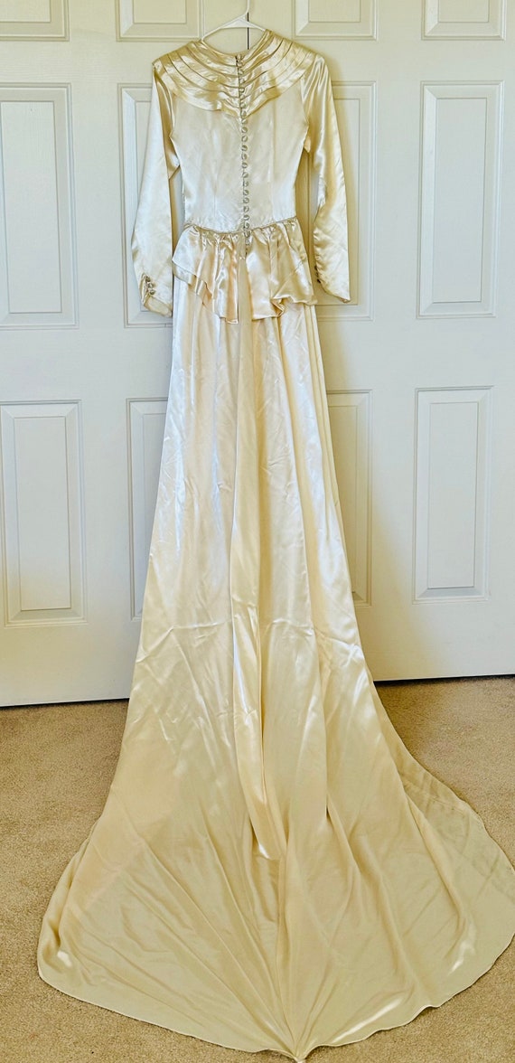 Romantic Art deco 30s antique sleek satin wedding… - image 6