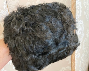 Victorian vintage black lambs hair (muff )hand warmer
