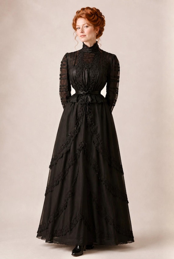 Spectacular antique Victorian mourning dress