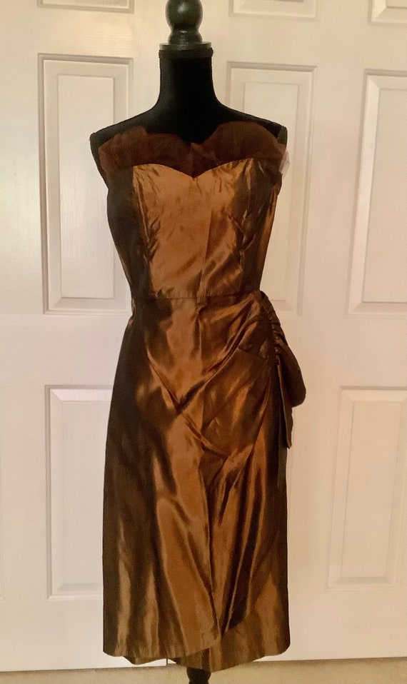 Stunning 50s taffeta wiggle dress with matching  … - image 2