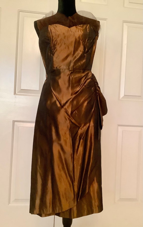 Stunning 50s taffeta wiggle dress with matching  … - image 3