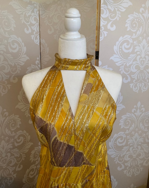 Sexy , Groovy Gold 70s vintage evening dress - image 2