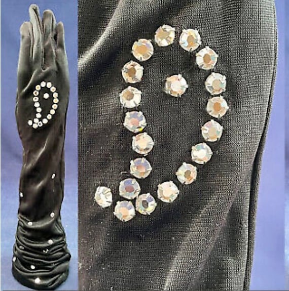 Gorgeous rhinestone opera gloves vintage 60s - image 1