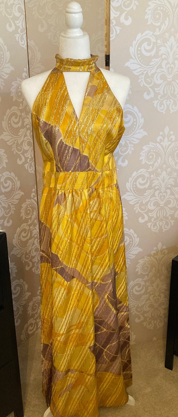 Sexy , Groovy Gold 70s vintage evening dress - image 1