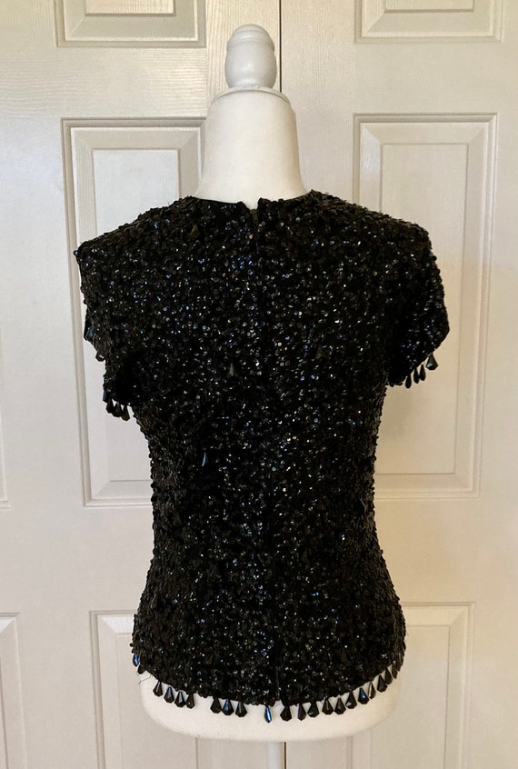Beautiful vintage black beaded and sequined top - image 2