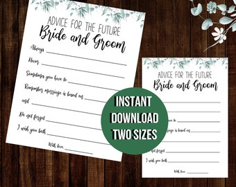 Advice For The Future Bride and Groom PRINTABLE Wedding Advice Cards, Well Wishes for Bride and Groom, Bridal Shower Games Wishes, Wedding