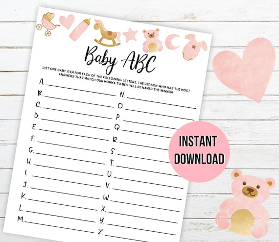 Baby ABC Shower Game Printable Baby Abc's Game Baby | Etsy